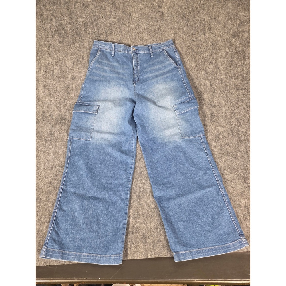 Womens Jeans 16 33 High Rise Wide Leg Cargo Pants Light Wash Jessica Simpson